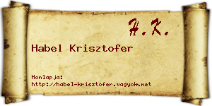 Habel Krisztofer névjegykártya